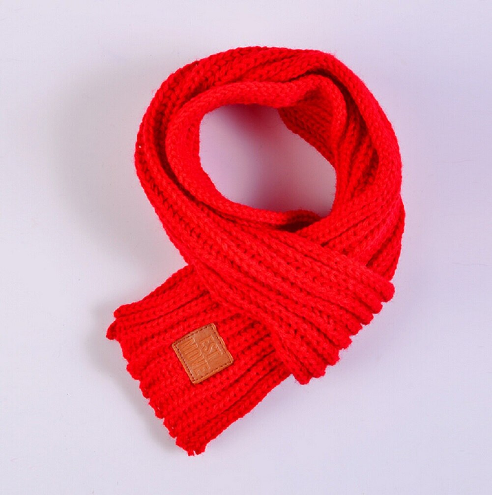 100-135cm børn vinter varmt tørklæde drenge piger strikket krave tørklæde: Rød
