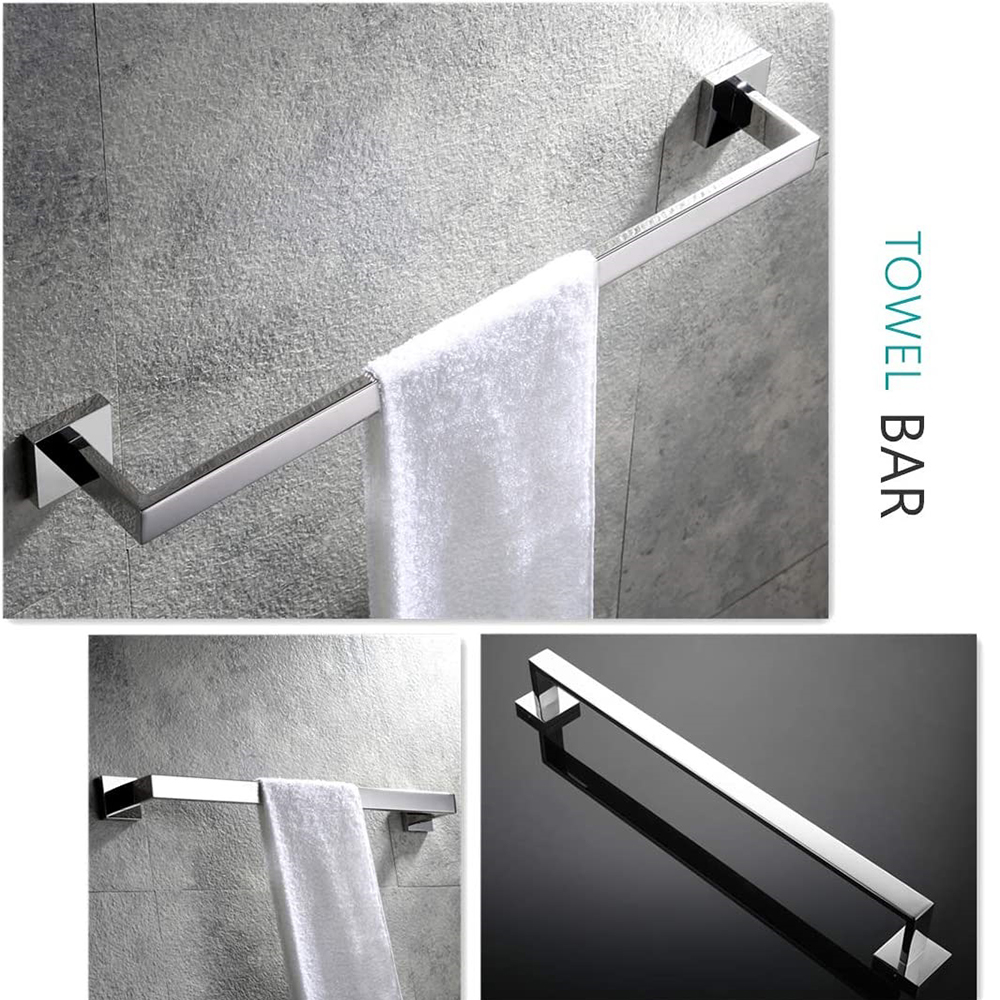 Juego de accesorios cromados para baño, soporte para toallas, ganchos para barra, montaje en pared, soporte para rollo de papel higiénico, colgador de abrigos