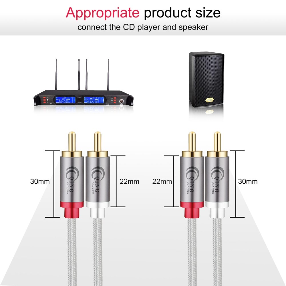 2RCA to 2RCA Male to Male Audio Cable RCA Cable OFC AV Audio Cable 1m 2m 3m 5m 10m for Home Theater DVD TV Amplifier CD Soundbox