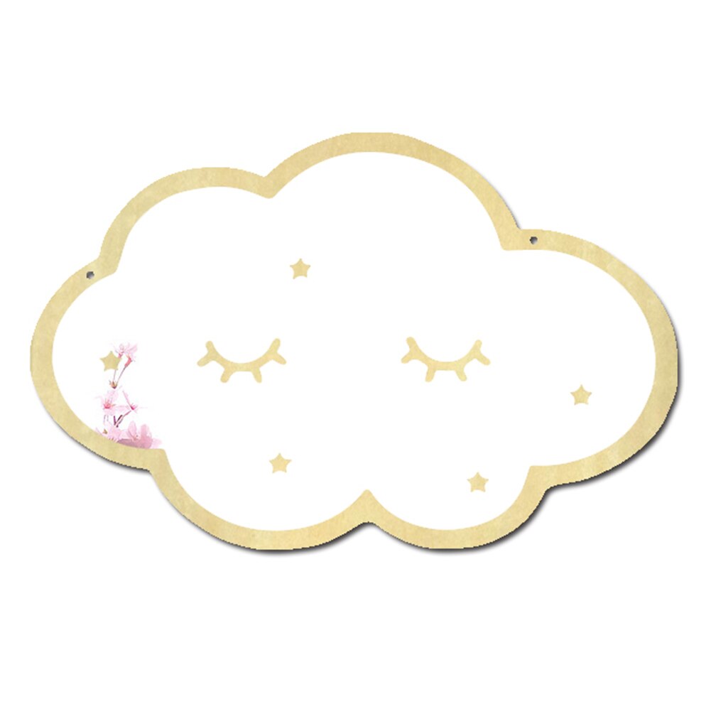 Cute Hanging Home Wooden Mirror Cartoon Wall Decorative Acrylic Small: White clouds