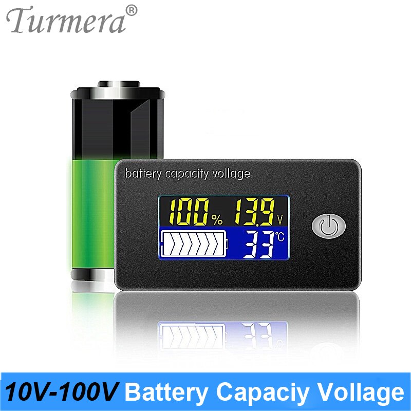 36V 12V 24V 48V 60V 72V 100V Li-ion Lifepo4 Lead acid Battery Capacity Indicator Display LCD Voltmeter Temperature Meter Tester