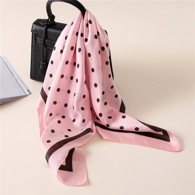 Pricktryckt halsduk siden satin hårscarf för kvinnor små sjalar hårscarfs dam 70*70cm fyrkantiga väskor halsdukar för damer: 14
