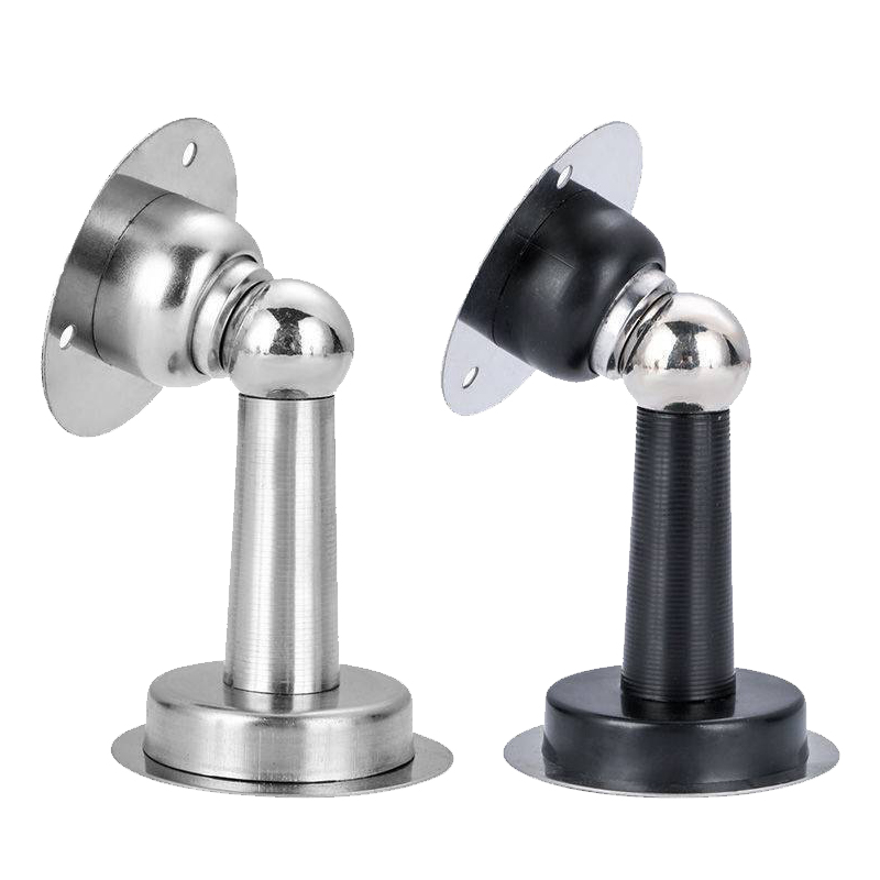 1-2 Pack Magnetic Door Stop (Brushed Nickel/ Black) No Drilling Strong Adhesive Mount Door Stopper Strong Magnetic Door Catch