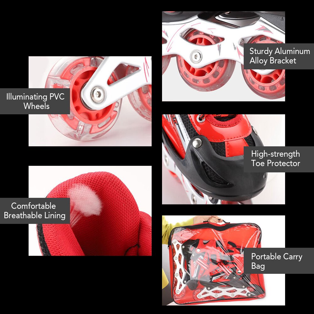 Boys Girl Women Adult Flat Roller skates Skating Shoes Sliding Inline Sneakers 4 wheels 1 Row Line Outdoor Training Gym Sports