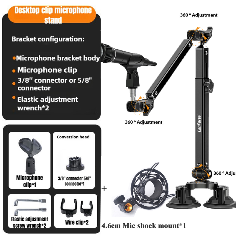 Mikrofonarm-Mikrofonständer für Blau Yeti FIFINE bin8 K669B HyperX QuadCast SoloCast beim2020 Shure SM7B MV7 und andere Mikrofonen: Beige