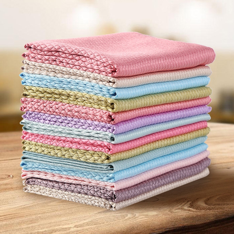 Microfiber Scale rag Dish Towel Wash Cleaning Cloth Rags Household Tela Wipes Reusable Paper Towels for Kitchen 25x25cm