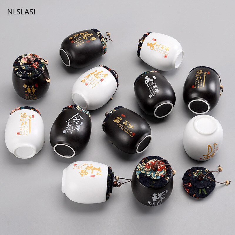 Ceramics tea jar Tieguanyin containers travel tea bag storage box Portable Sealed tea caddy spice organizer Candy storage tank