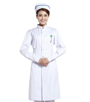 Vestido de enfermera de uniforme de farmacia para mujer de manga larga uniforme de trabajo médico blanco: XXXL