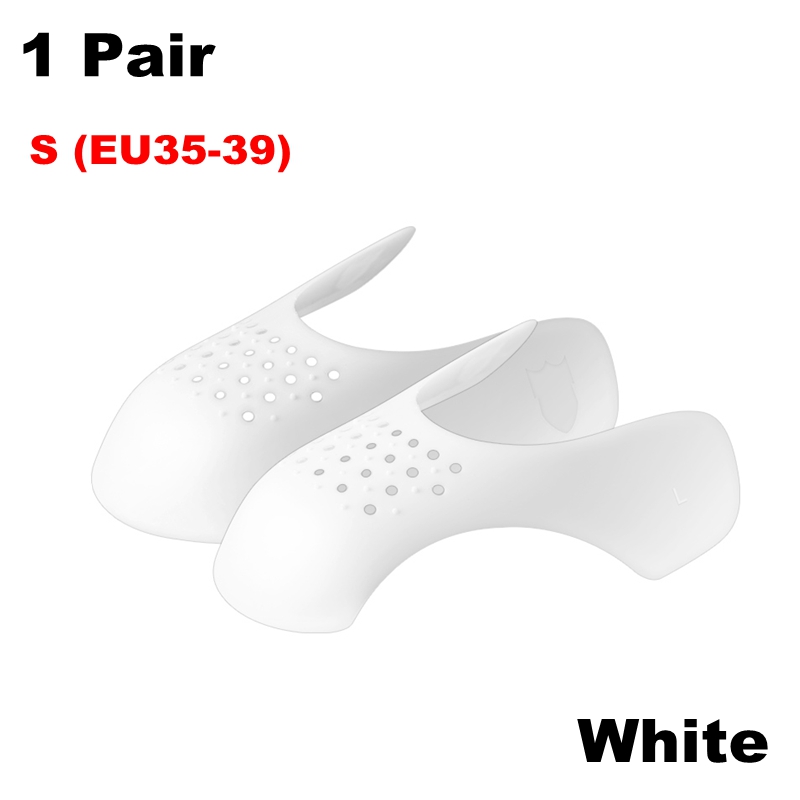 Protector de pliegues para zapatos, antiarrugas, soporte para la punta del pie, Protector ligero para mantener las zapatillas, 2 piezas: White-S (EU35-39)