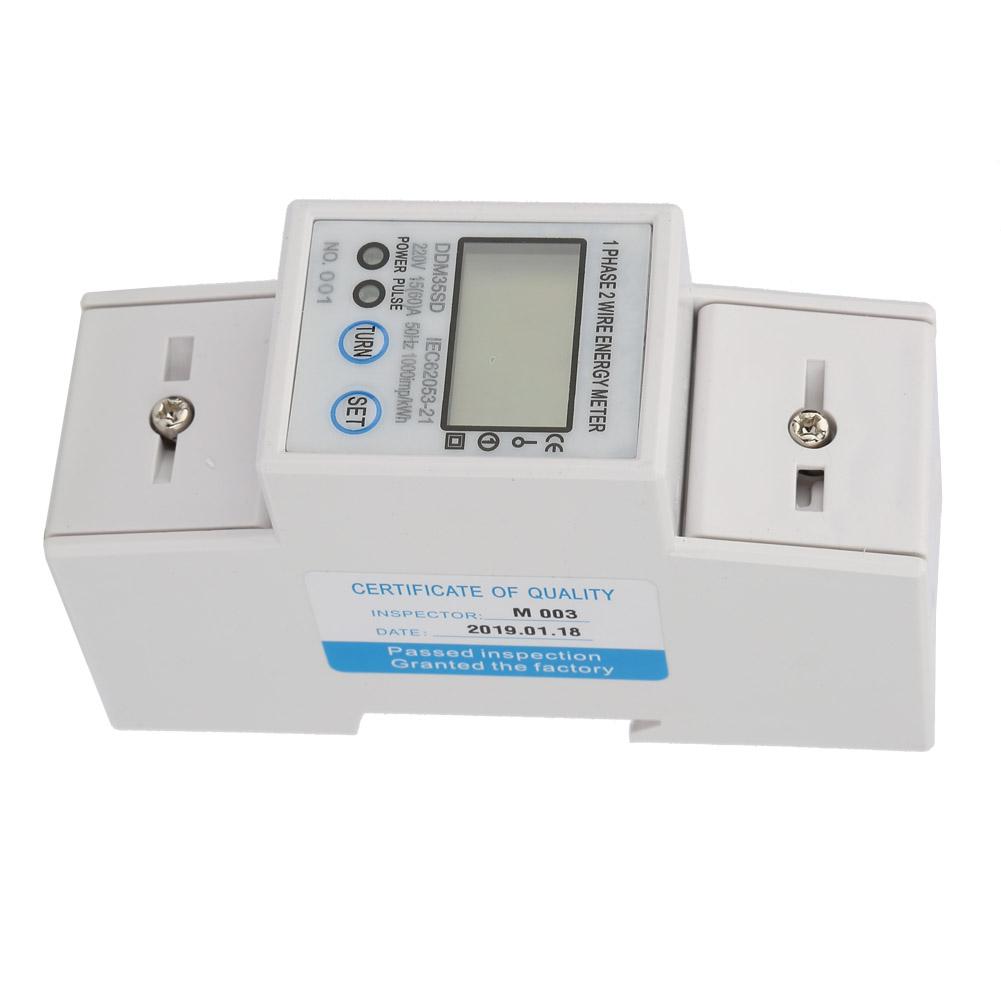 Single Phase 2P LCD Din Rail Electricity Power Consumption Wattmeter Energy Mete DDM35SD 15-60A