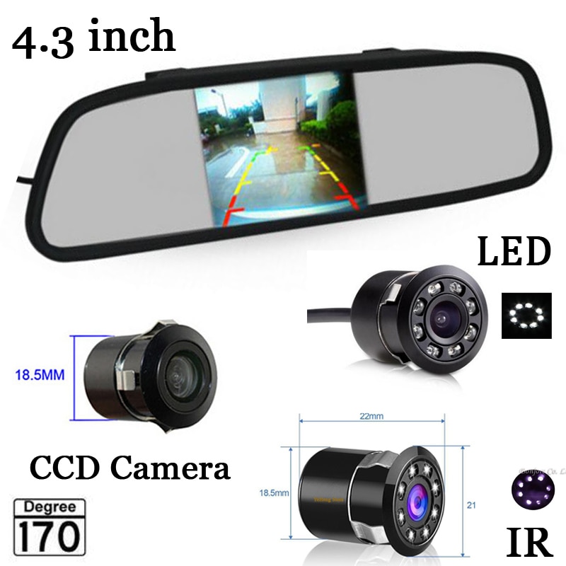 Auto Rückspiegel Monitor für Rückfahrkamera mit Anzeige, Univeral Auto hd 4,3 zoll Unterstützungsrück System Einparkhilfe