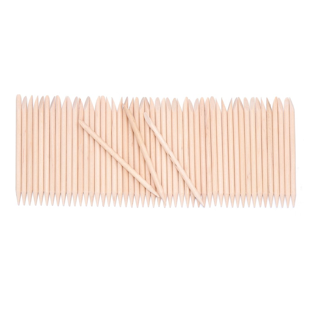 10/30/50/100 pièces bois bâton cuticule dissolvant Orange double extrémité Nail Art conceptions pour manucure pédicure cuticule poussoir ongles outils: S-50pcs