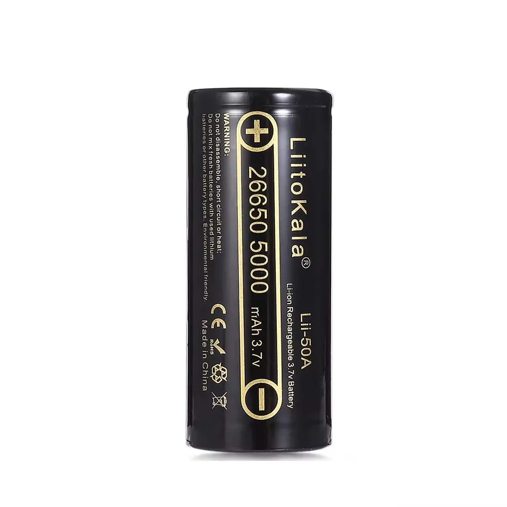 LiitoKala 3.7V 26650 5000mah Li-ion Rechargeable Battery For Strong Flashlight, Power batteries 20A Discharge Capacity: PURPLE