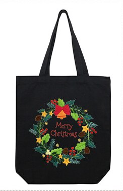 34*39Cm Halffabrikaten Leuke Kerst Kleur Canvas Tas Borduren Kit Handwerken Sets Voor Beginner Handgemaakte Canvas bag Xmas: wreath5