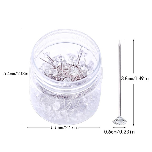 Miusie 100/150Pcs Bloem Pins Corsages Nietstiften Bruidsboeket Pins Crystal Pins Bloemen Boeket Pins Clear: 150pcs 0.6x3.8cm