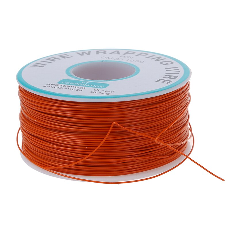 PCB Solder Orange Flexible 0.5mm Outside Dia 30AWG Wire Wrapping Wrap 1000Ft