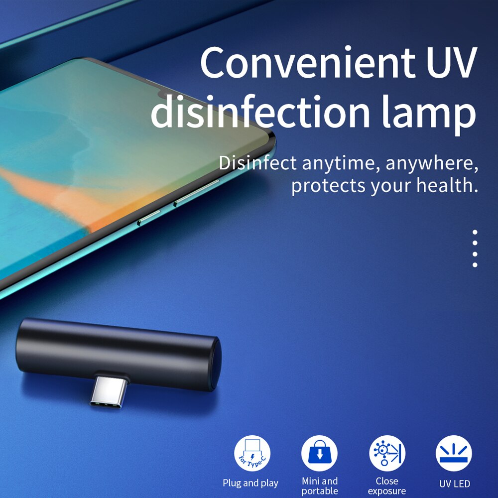 HOCO Mini przenośna dezynfekcja UVC UV LED light telefon komórkowy interfejs USB wtyczka zasilanie ręczne sterylizacja UVC 270nm dla Samsung