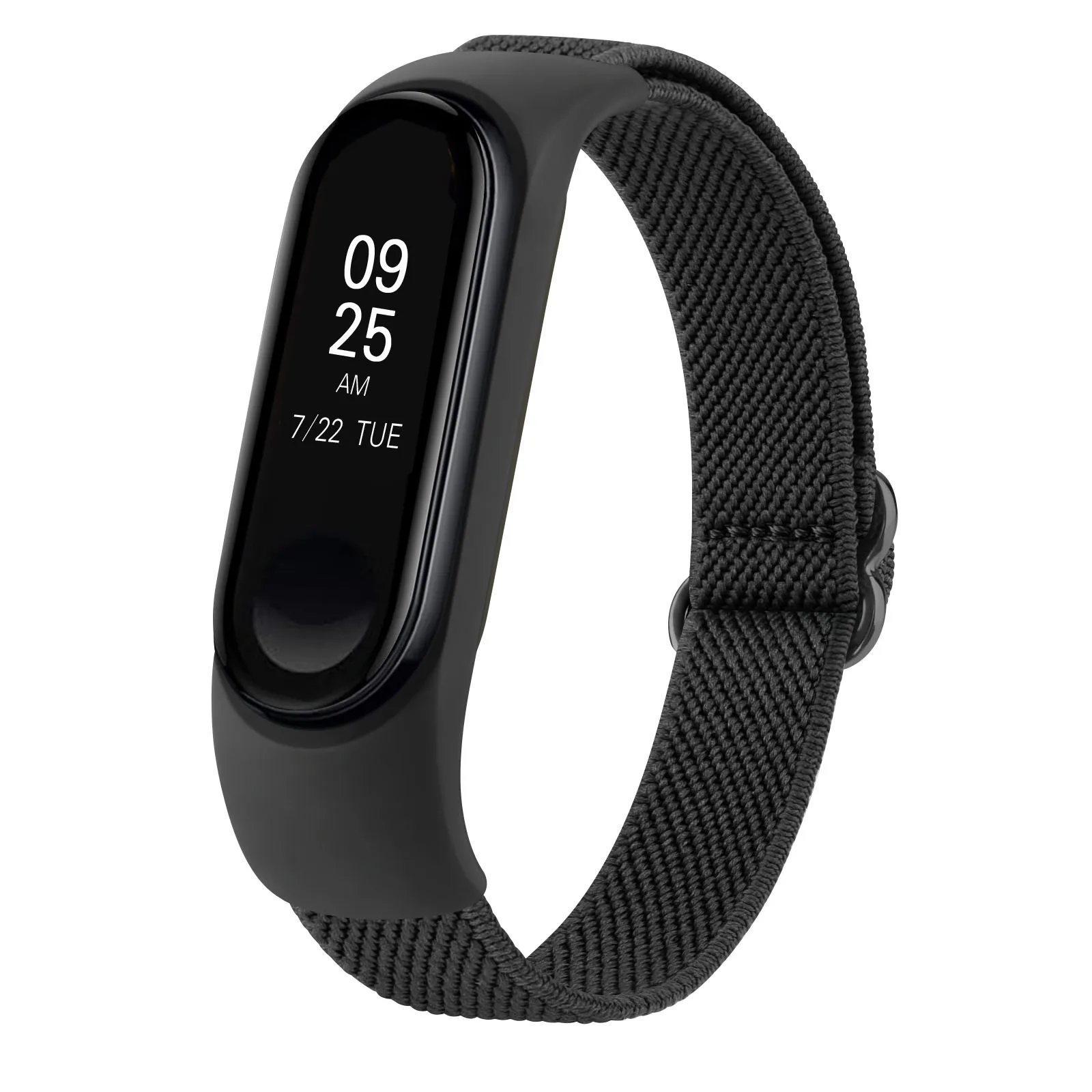 Band voor Xiaomi Mi Band miband 3 4 5 6 7 8 9 Band elastische nylon horlogeband verstelbare armband voor Xiaomi Mi Band 9 8 polsband: White black / 12mm