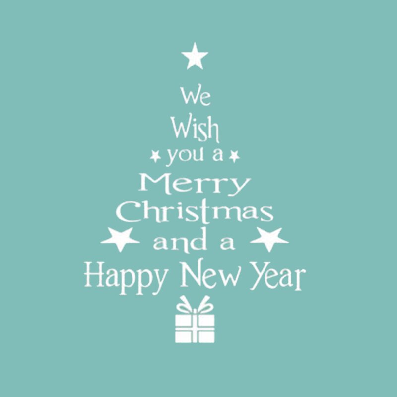 Merry Christmas Tree Wall Stickers Year Shop Window Wall Art Sticker Posters Happy Year Stars For Kids Home Decor: White