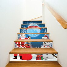 6 Stks/set Kerstman Sneeuwpop Patroon Muur Trap Sticker Kerst Jaar Decoratie