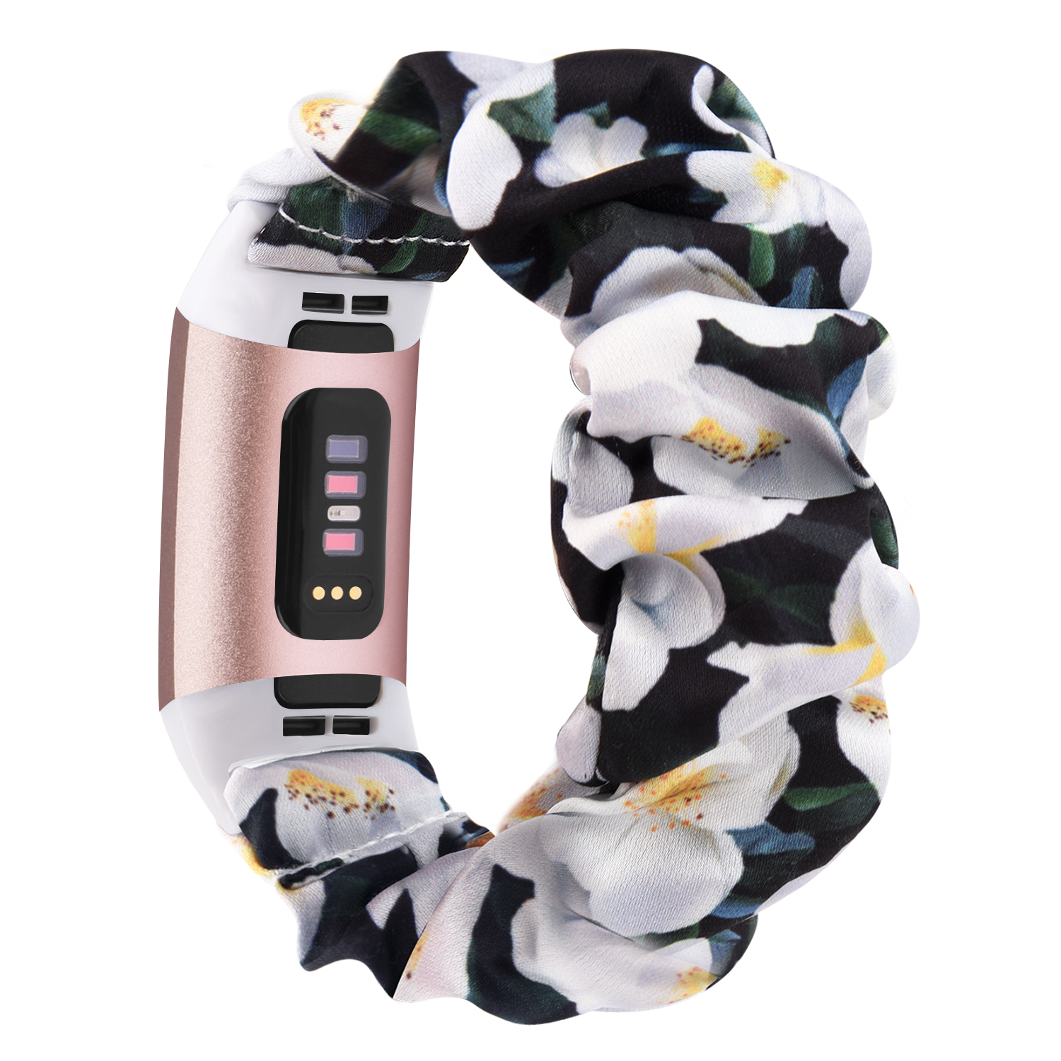 Nuovo cinturino elastico Scrunchie per Fitbit Charge 4 cinturino in tessuto a 3 cinturini cinturino per cinturino Fitbit Charge 3 4: Green White / Size S
