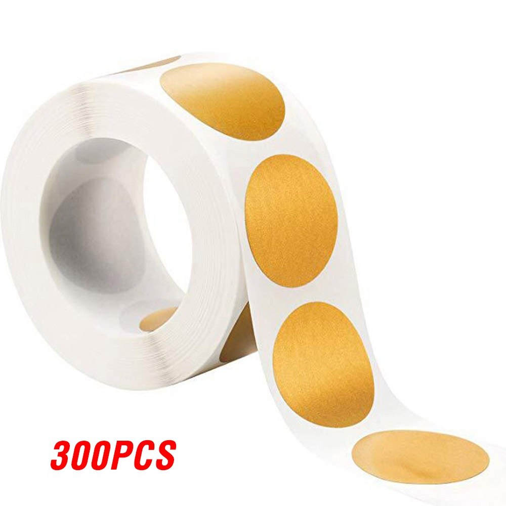 50-300Pcs/Roll Golden Scratch Off Stickers Round Shape Labels Sticker DIY Handmade For Game Scratch Sticker Labels Stationery: QY508-Golden-300pcs