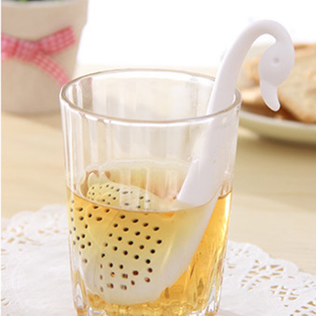 Nyhet söt tesil plast intressant gässform teinfusator filter tekanna för te kaffe drinkware