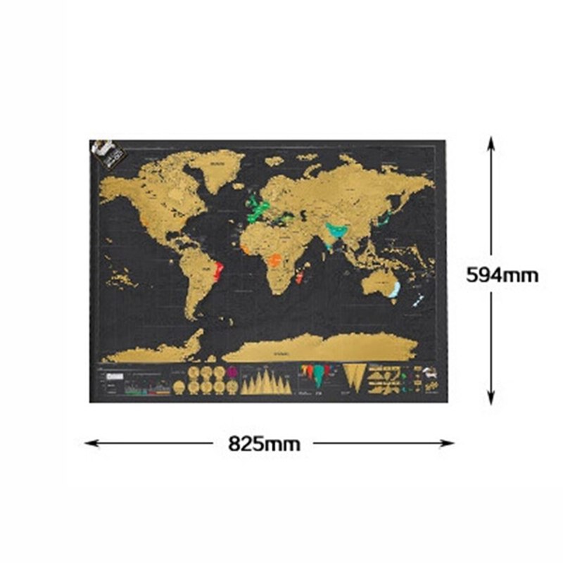 Mapa rascable negro de lujo, mapa del mundo, Mejor Decoración, escuela, suministros de papelería de oficina,