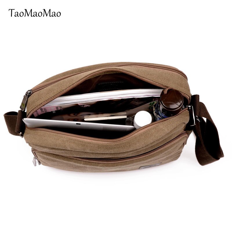 Mannen Canvas Tas Toevallige Reizen Mannen Crossbody Tas Multifunctionele Mannen Messenger Bags Taomaomao