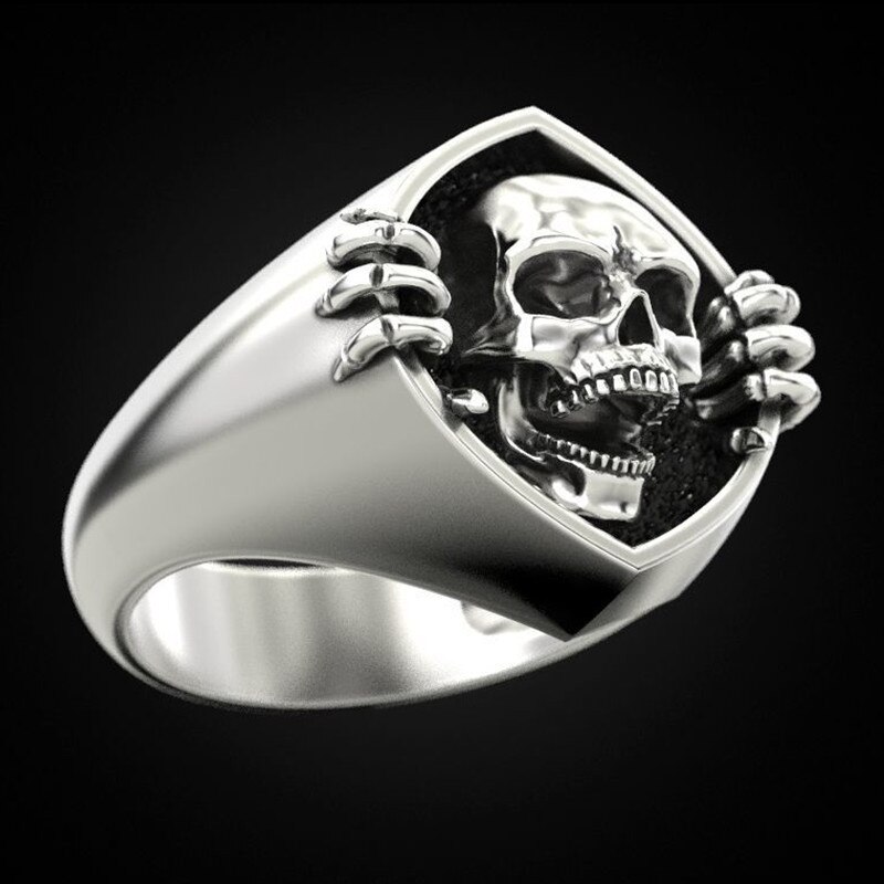 Hip-Hop Mannen Schedel Ringen Ghost Head Horror Skelet Skull Ring Gothic Punk Rock Biker Sieraden Accessoires