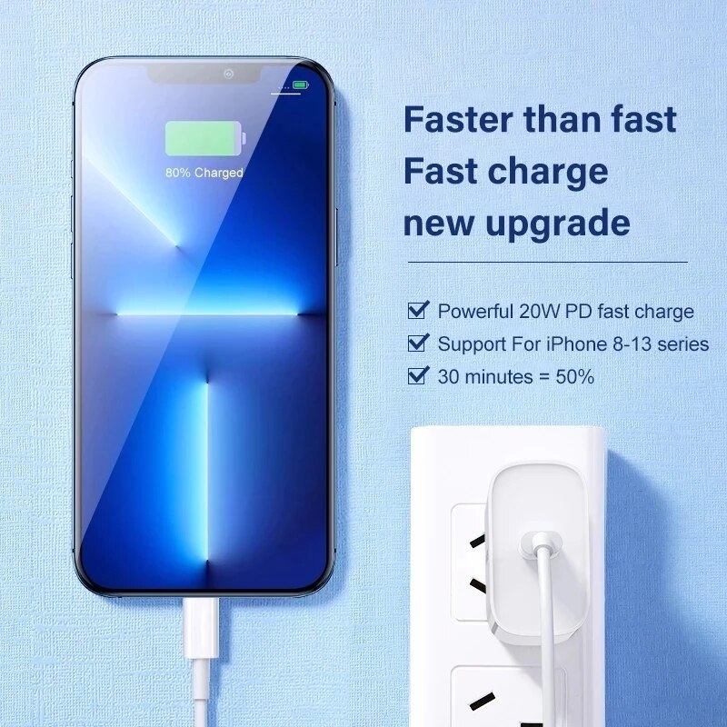 For Apple Original 20W Fast Charger For iPhone 13 12 11 XS XR SE Pro Max Mini PD Quick Charger USB C To Type C Fast Charge Cable