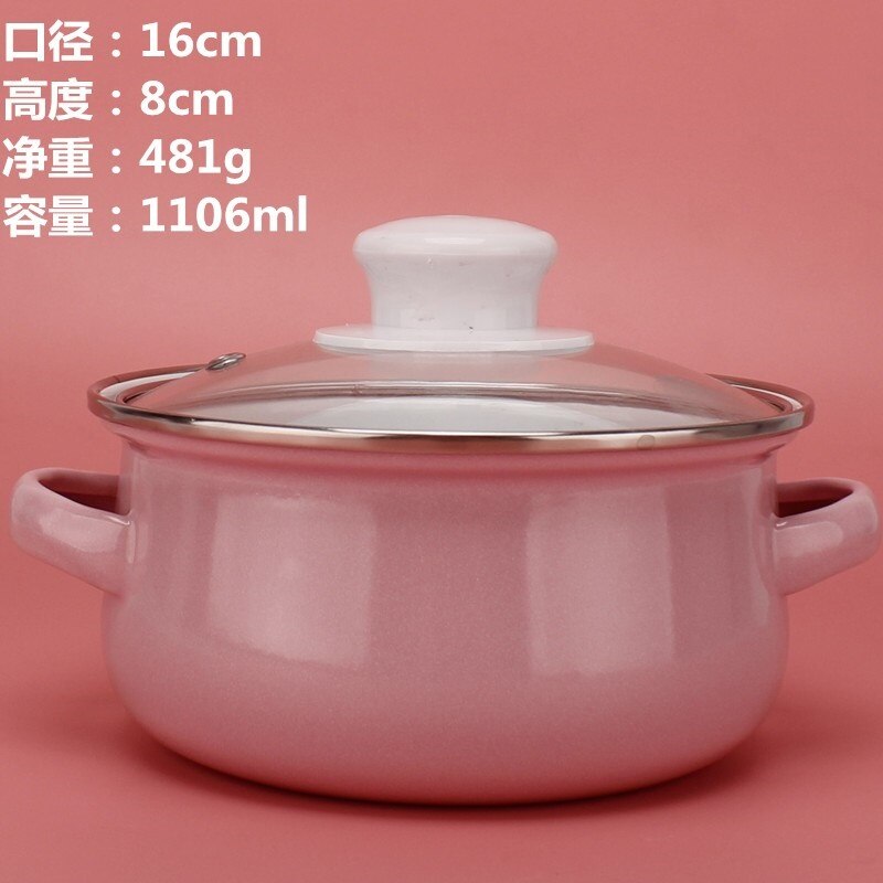 Pink Kitchen Soup Pot Cooking Food Prefered Small Ramen Stock Pot Noodle Cute Glass Lid Pote Mantimentos Pot Groceries OB50DG: 16cm Style 2