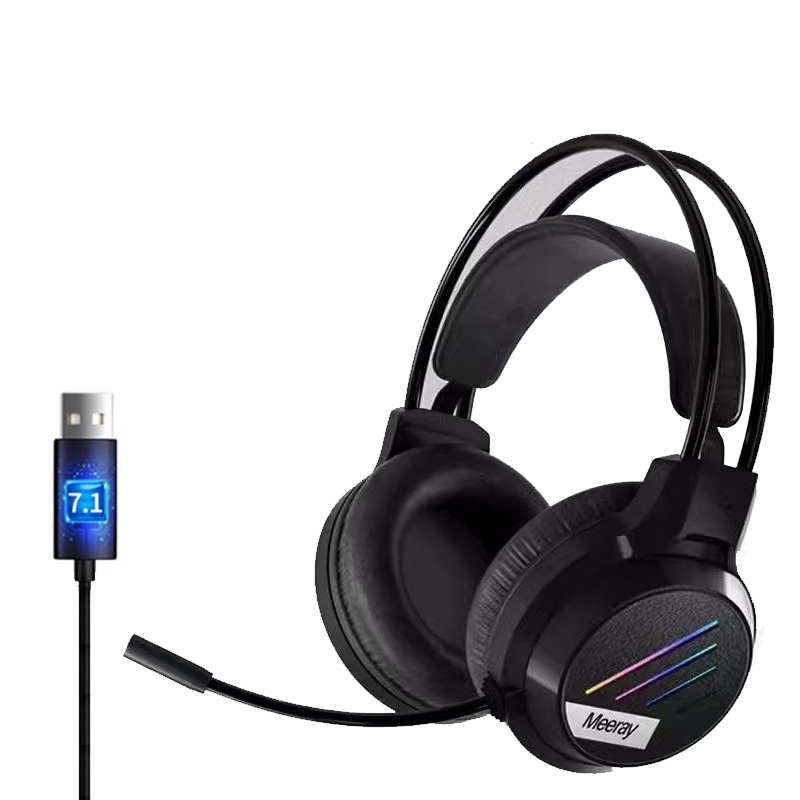Gaming-Headset 7.1 Virtual Surround Sound-Kopfhörer mit Mikrofon, Stereo-Kopfhörer, vibriert für PC, Computer, Laptop: Black