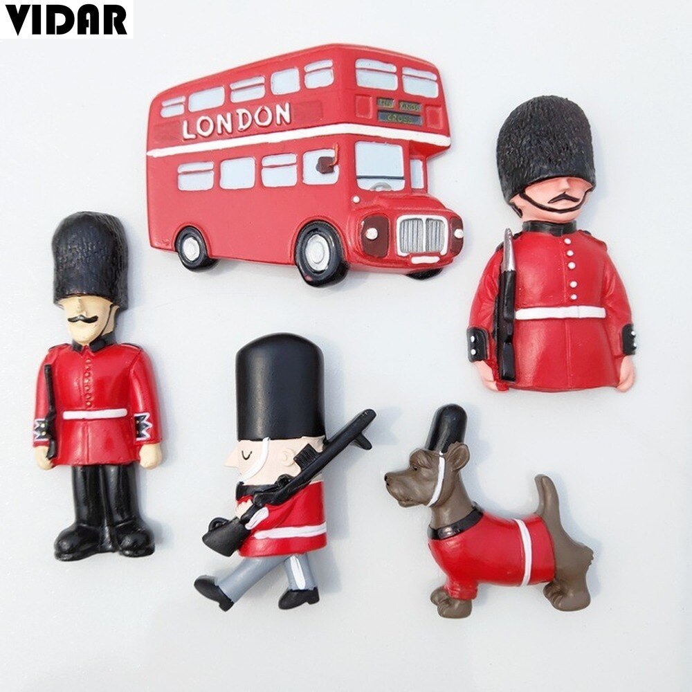 VIDAR Tourist Souvenirs British Refrigerator Magnets London Palace Guardsmen Stereo Magnet Resin Refrigerator Magnets