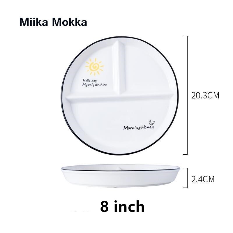 Ceramic Plate Cartoon Cute Ceramic Children's Breakfast Bowl Dish Dessert Fruit Snack Plate Dinner Plates Plates Set: A  sun