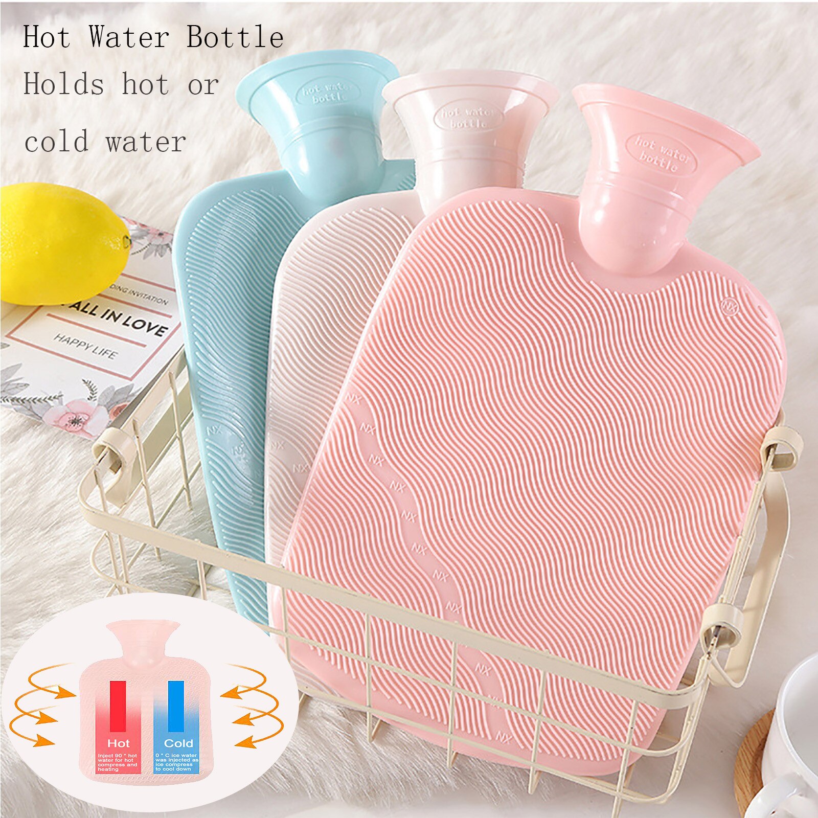 Bouillotte grand PVC caoutchouc bouillotte sac relaxant chaleur froid facilité bouillotte calentador de manos