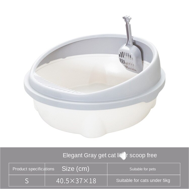 Lavabo de arena semicerrado para gato, lavabo extraíble del derrame, ideal para mascotas, ,: Blanco