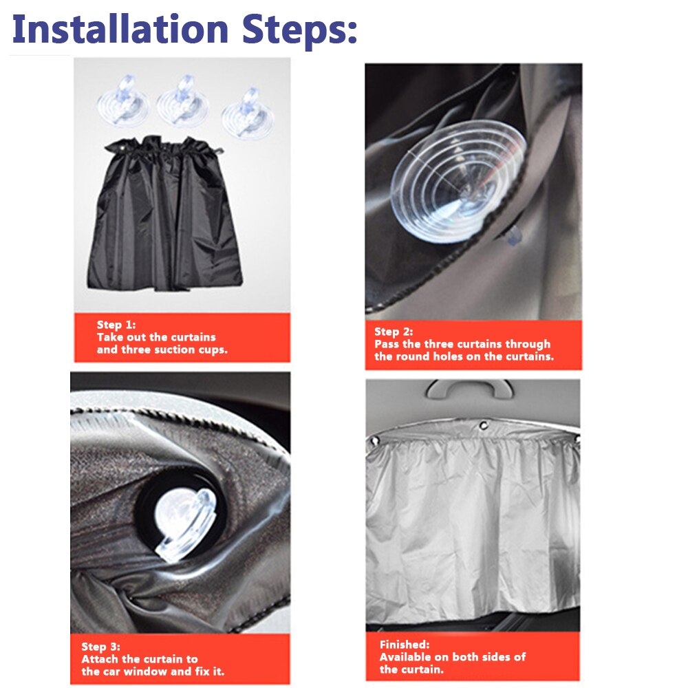 2Pcs Car Side Window Sunshade Curtains Auto Windows Sun Visor Blinds Cover Adjustable 70x47CM
