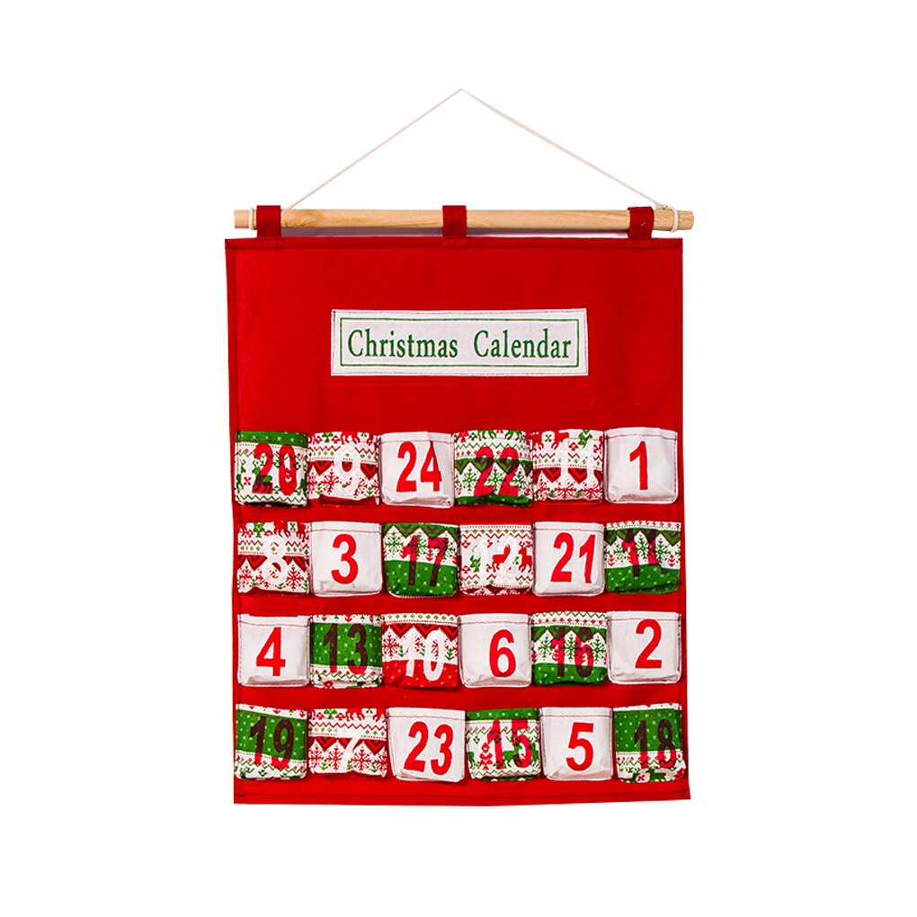 Saco de armazenamento de calendário de natal criativo não-tecido impressão multi-camada saco de presente de doces casa festa de natal parede pendurado decoração: Default Title