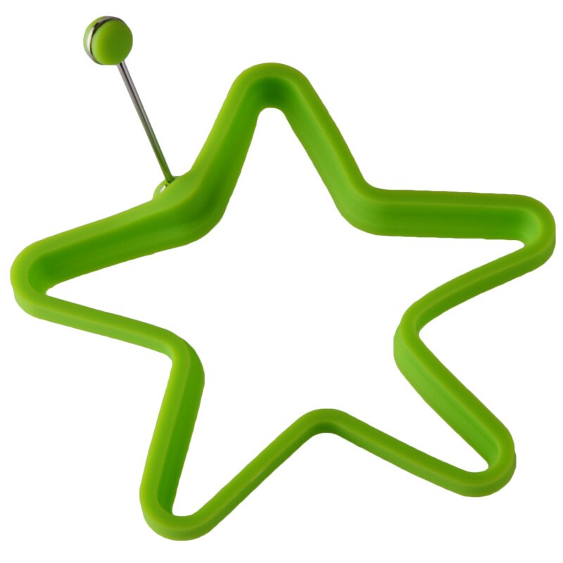 Silicone Fried egg mold round Heart-Shaped Star Bear Flower Omelette Maker Molded Silicone Omelette Pancake Baking Shape: 2STAR-GREEN