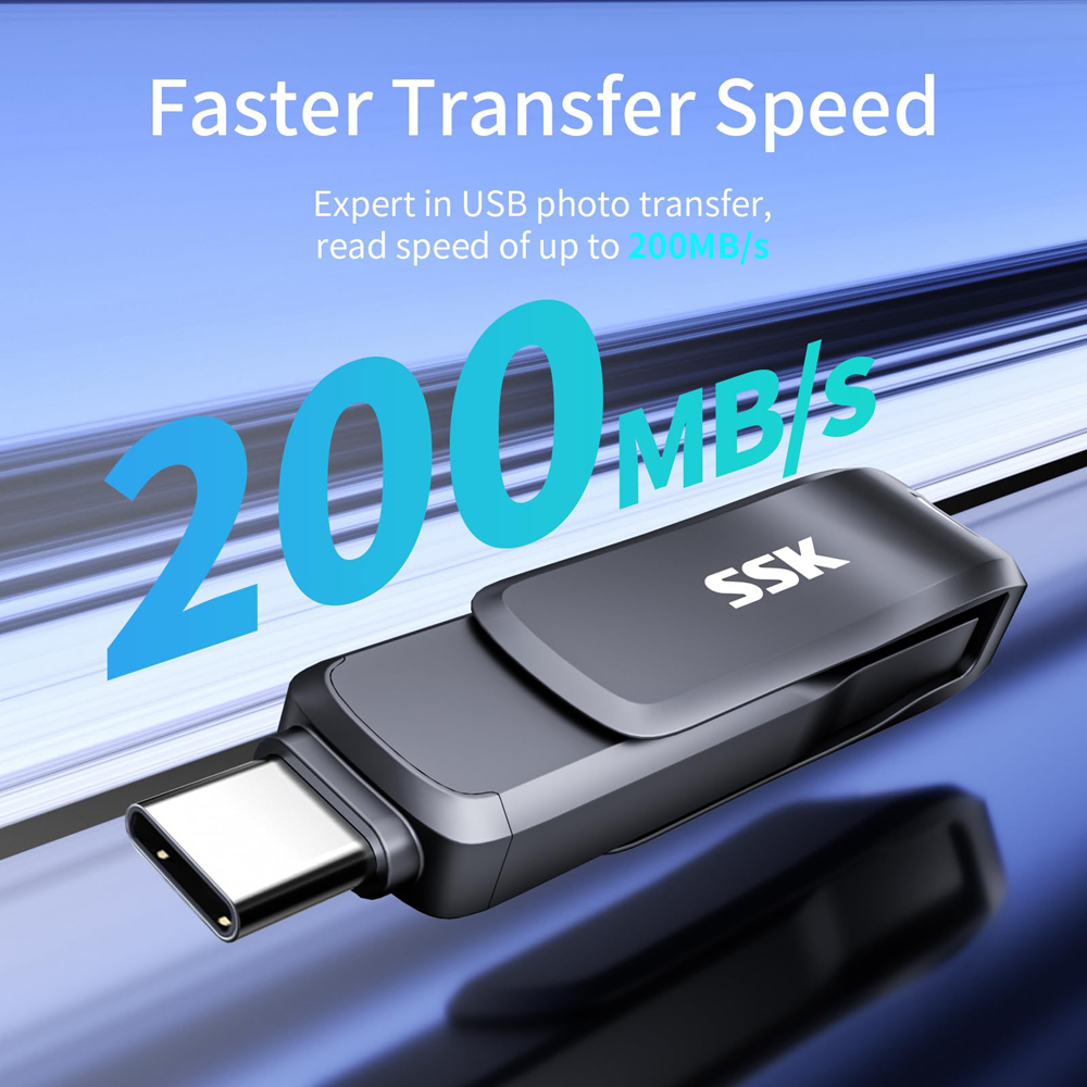 SSK USB Flash Drive USB 3.2 Thumb Drive met Type-C Flash-geheugen en USB A USB Memory Stick voor smartphones Tablets Mac Laptop