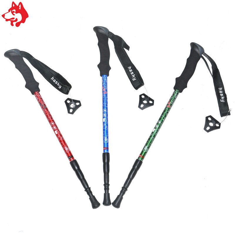 Factory price three sections Collapsible hiking walking stick foldable aluminum mountain climbing stick