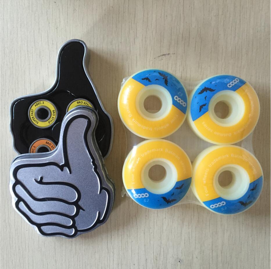 Pro Bro style skateboarding bearing ABEC-3with Multi 51-53MM 100a &101a Skate Wheels for street skateboarding: COCO 52