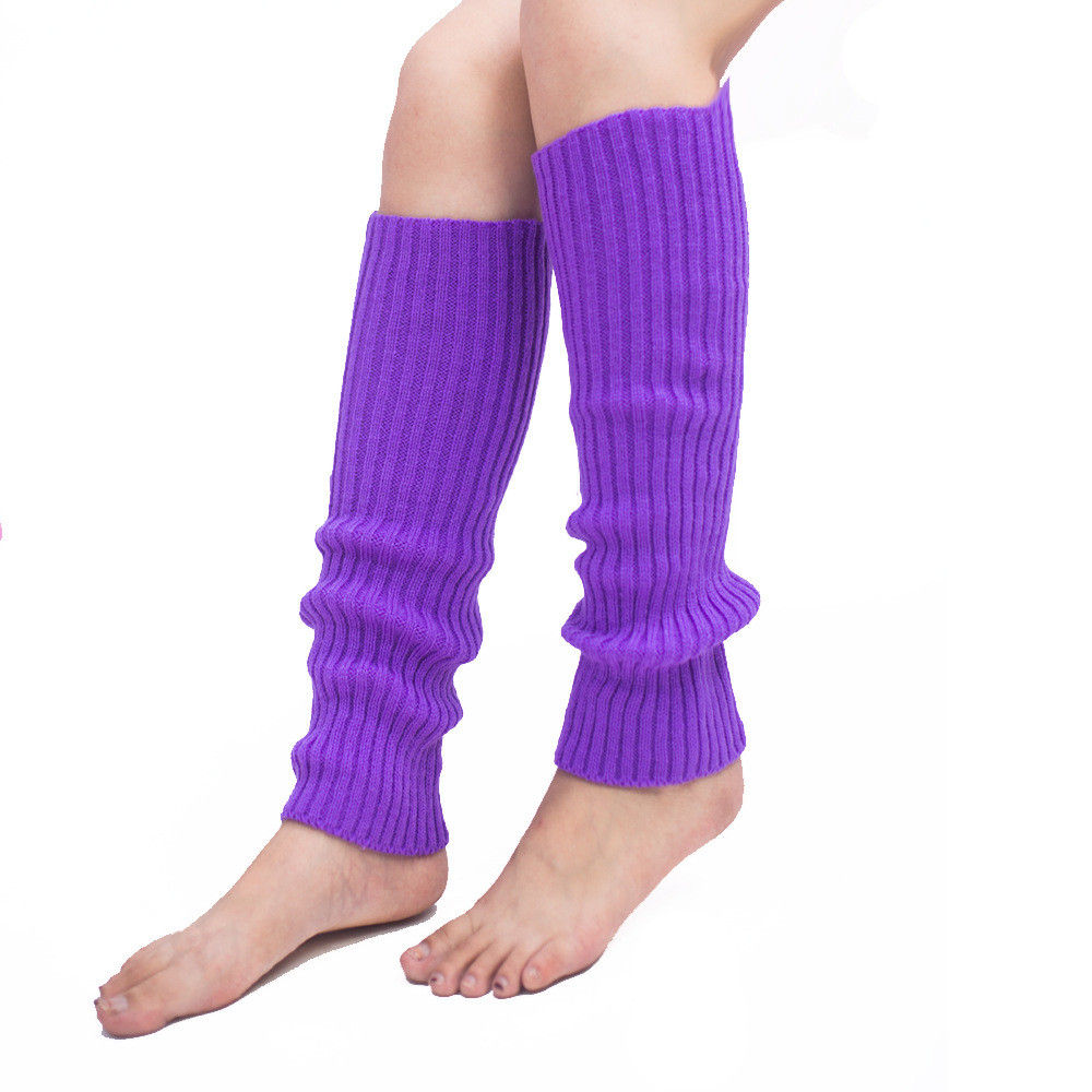 1Pair Women Kniting Leg Warmer Winter Knit Crochet Leg Warmers Fit For Sport Legging Lady Legging Foot Warmer: Purple 