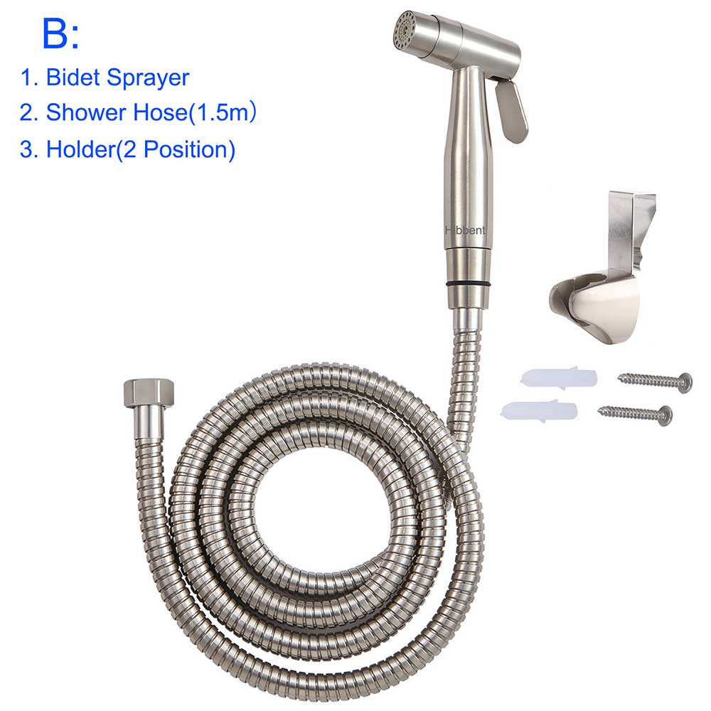 Toilet met twee functies, roestvrijstalen handdouche met bidet, dubbele sproeier, verstelbare douchesproeier voor persoonlijke reiniging: B-zonder t-adapter
