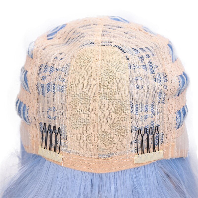 Perruque de Cosplay synthétique lisse et courte avec frange pour femmes noires, 12 pouces, rose, blond mélangé