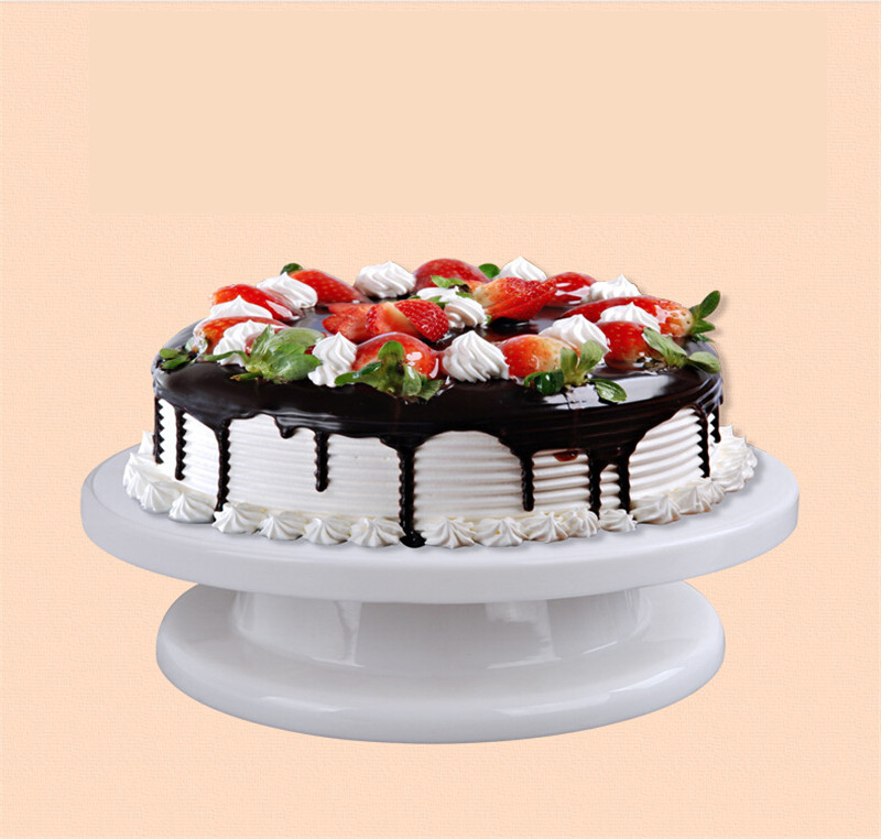 28cm Plastic Cake Turntable Rotating Anti-skid Cake Decorating Turntable Cake Rotary Table Round Cake Stand Kitchen Baking Tools: White