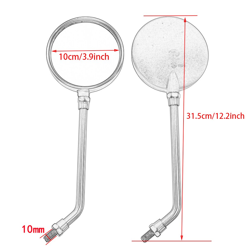 2Pcs Universal Motorcycle Zwarte Ronde Spiegel Fit Voor Meest 10Mm Draad Dia Achteruitkijkspiegel Zijspiegels