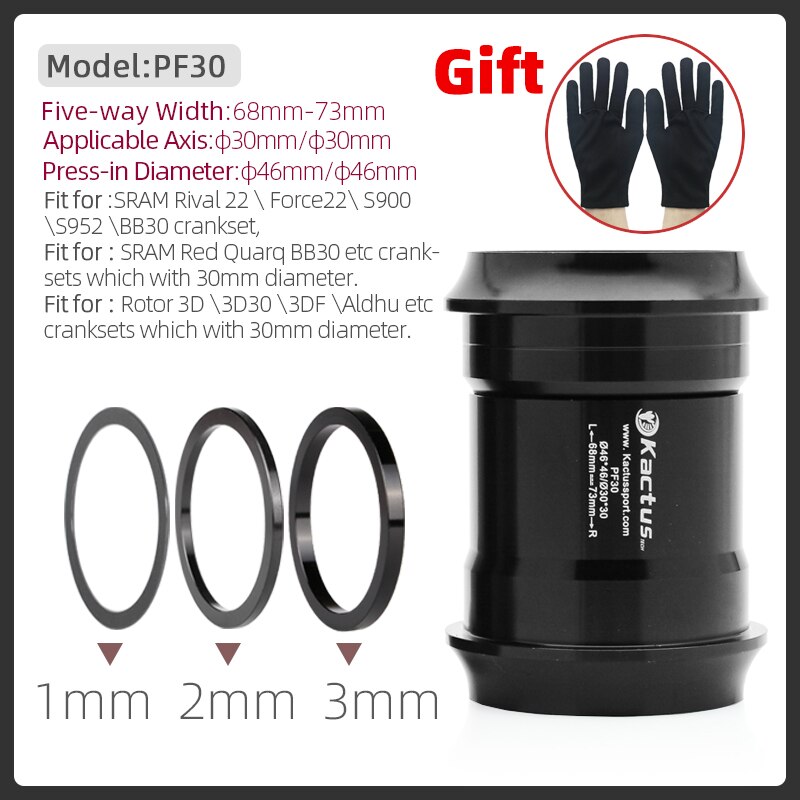 Ktus – support de pédalier à pression PF30, adaptateur de vélo, mouvement Central pour SRAM Rival 22, Force22, S900, S952, BB30, Rotor 3D, pédalier: PF30-Black