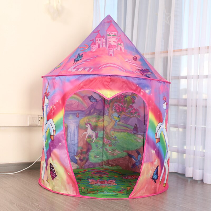 Eenhoorn Spelen Tent Voor Kinderen Opvouwbare Kinderen Tent Baby Speelgoed Voor Meisjes Kerst Speelhuis Wigwam Voor kinderen